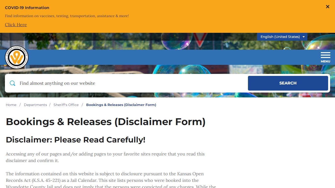 Bookings & Releases (Disclaimer Form) – Unified Government ...